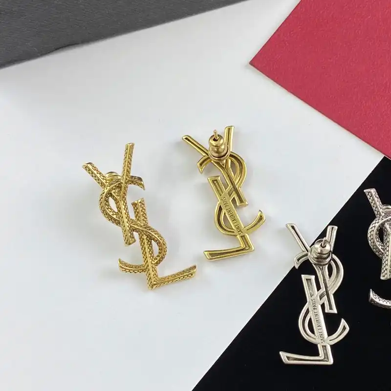 CHEAP Saint Laurent Opyum Earrings In Snake Metal Gold