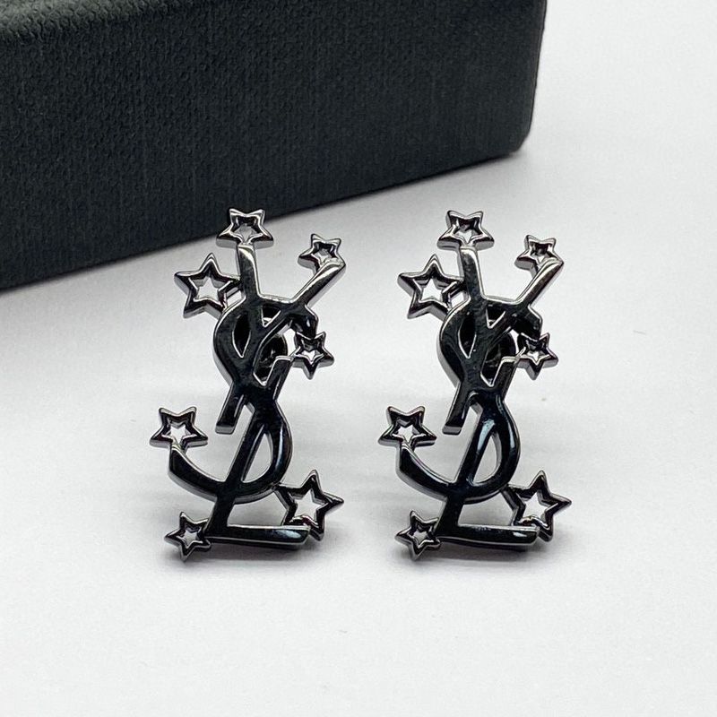 Saint Laurent Opyum Earrings In Stars Metal Black