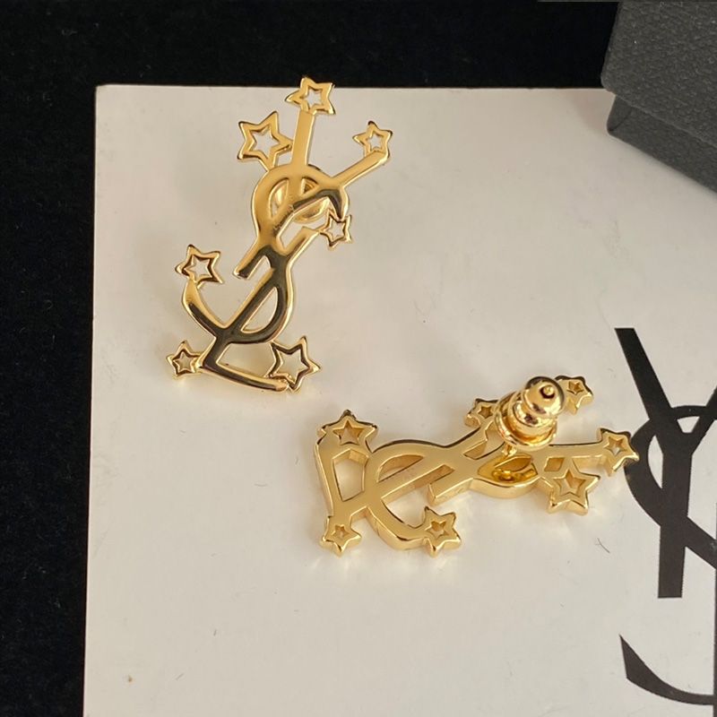 Saint Laurent Opyum Earrings In Stars Metal Gold