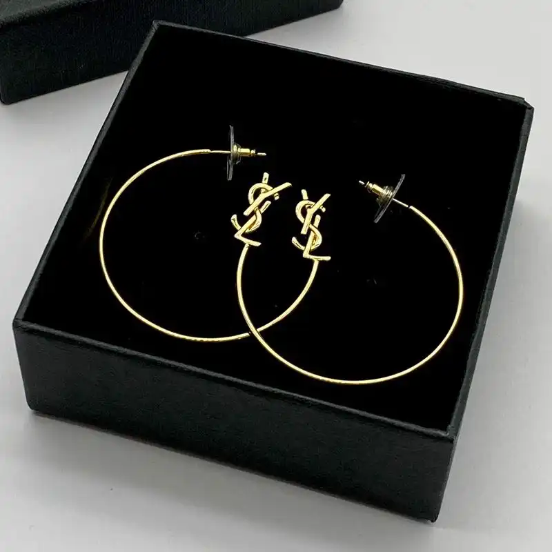 CHEAP Saint Laurent Opyum Hoop Earrings In Metal Gold