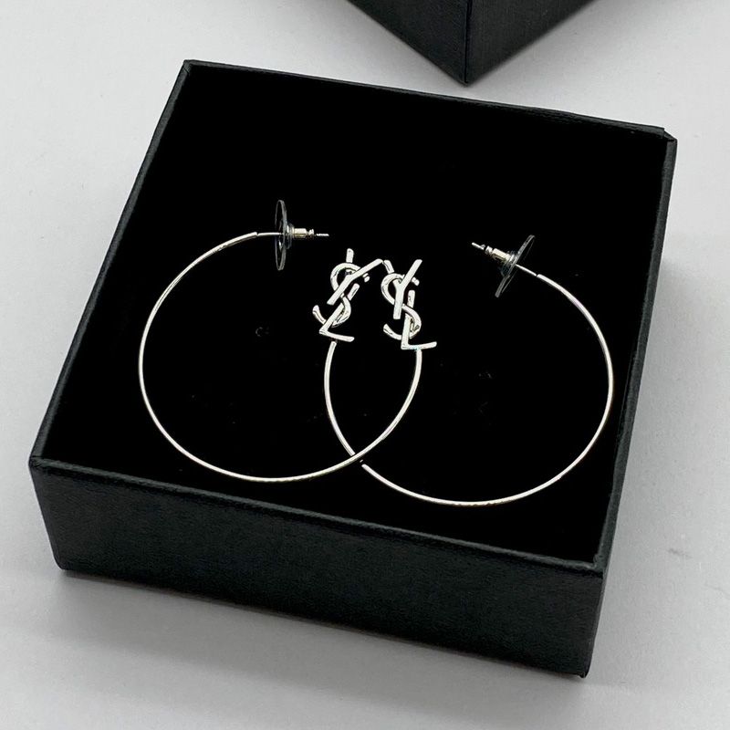 Saint Laurent Opyum Hoop Earrings In Metal Silver