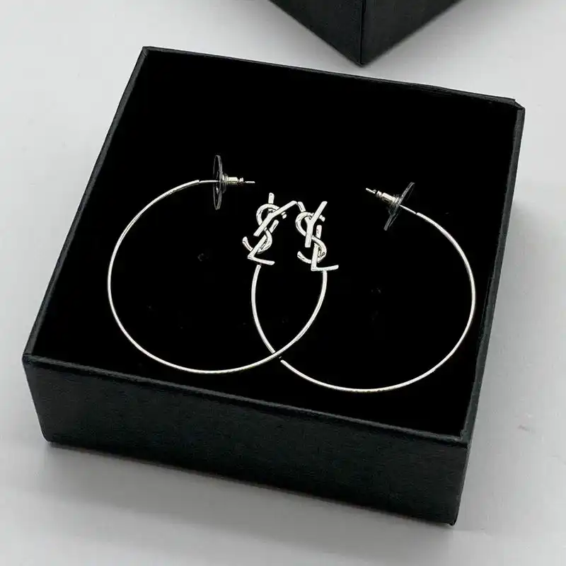 CHEAP Saint Laurent Opyum Hoop Earrings In Metal Silver