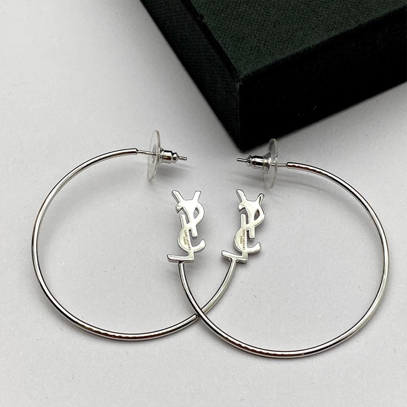 Saint Laurent Opyum Hoop Earrings In Metal Silver