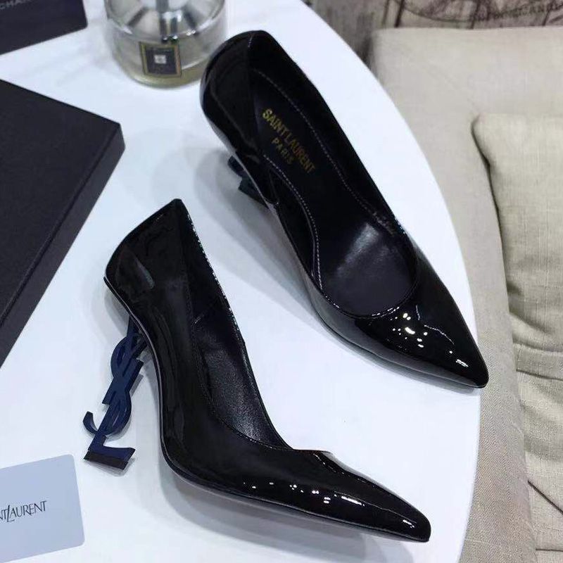 Saint Laurent Opyum Pumps Women Patent Leather Black Blue