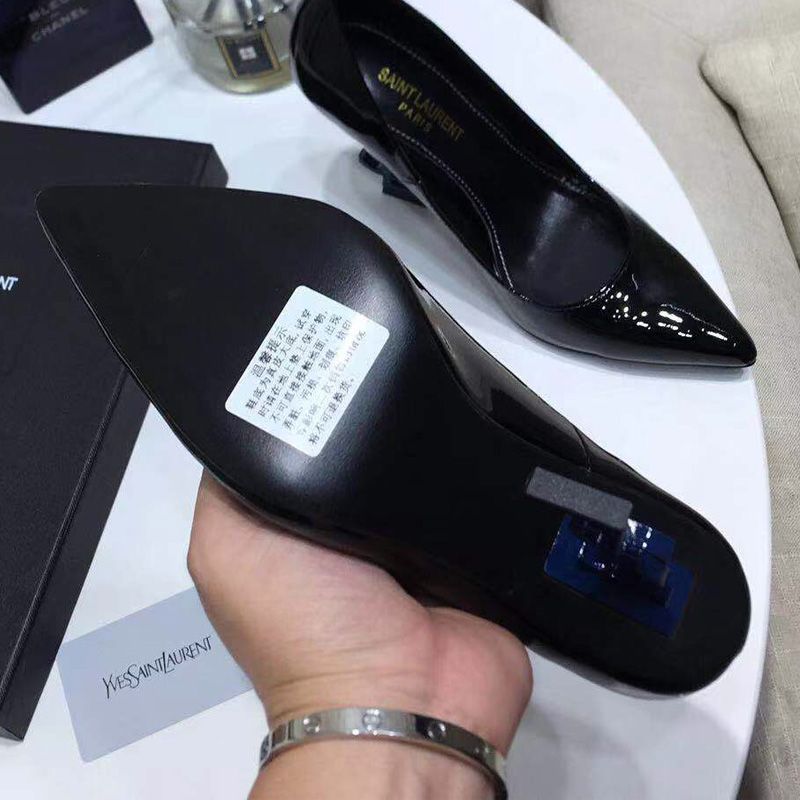 Saint Laurent Opyum Pumps Women Patent Leather Black Blue