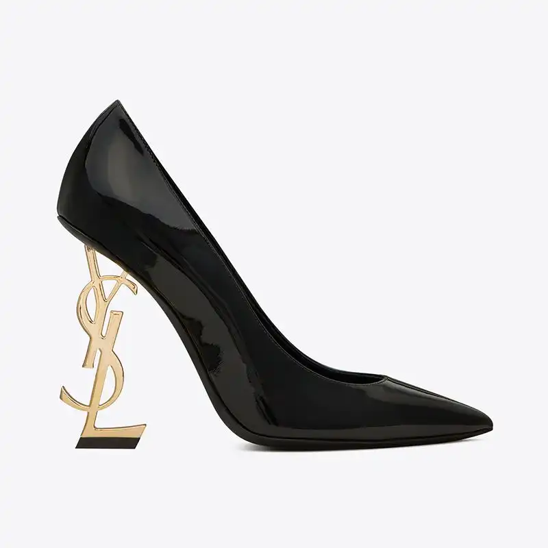 Saint Laurent Opyum Pumps Women Patent Leather Black Gold