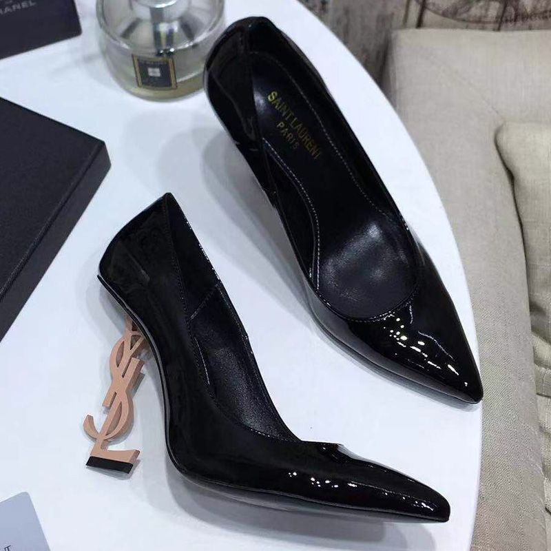 Saint Laurent Opyum Pumps Women Patent Leather Black Gold