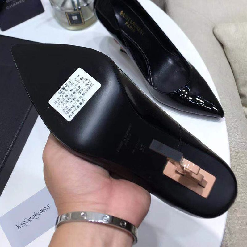 Saint Laurent Opyum Pumps Women Patent Leather Black Gold