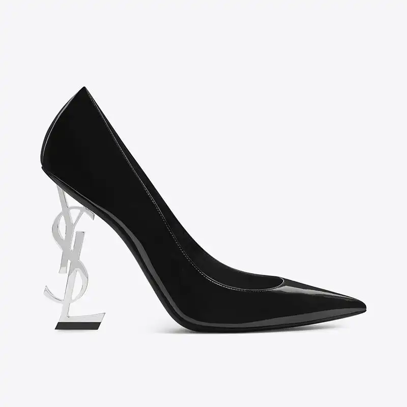 Saint Laurent Opyum Pumps Women Patent Leather Black Silver