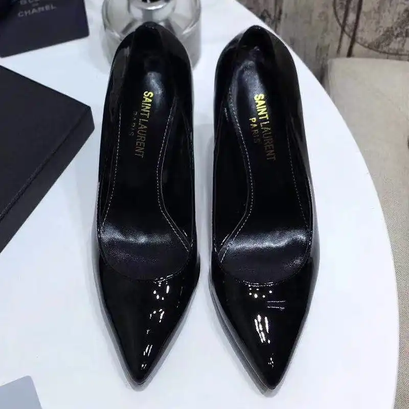 CHEAP Saint Laurent Opyum Pumps Women Patent Leather Black Silver