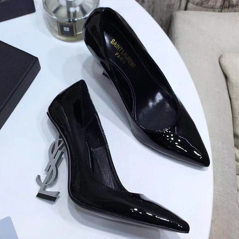 Saint Laurent Opyum Pumps Women Patent Leather Black Silver