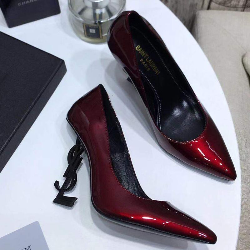 Saint Laurent Opyum Pumps Women Patent Leather Burgundy