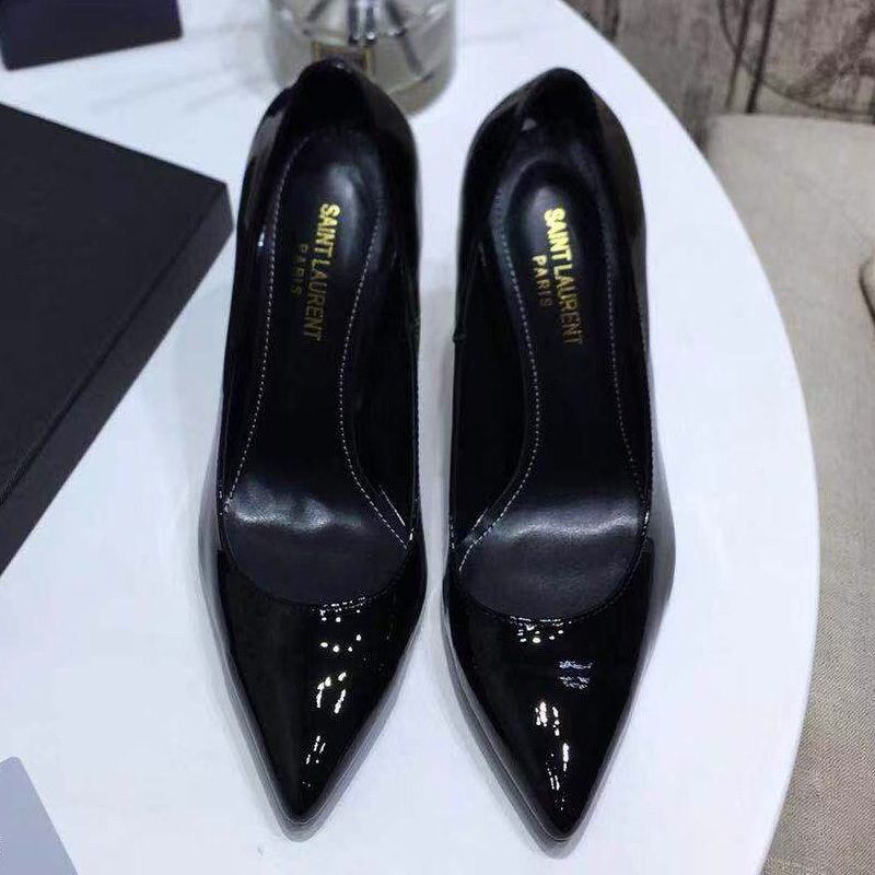 Saint Laurent Opyum Pumps Women Patent Leather with Snake Heel Black Gold