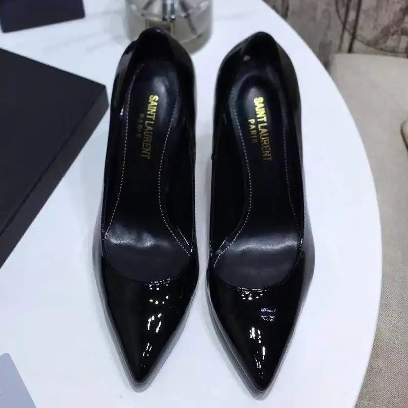 CHEAP Saint Laurent Opyum Pumps Women Patent Leather with Snake Heel Black Gold