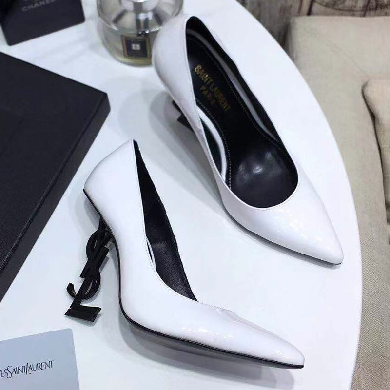 Saint Laurent Opyum Pumps Women Patent Leather White