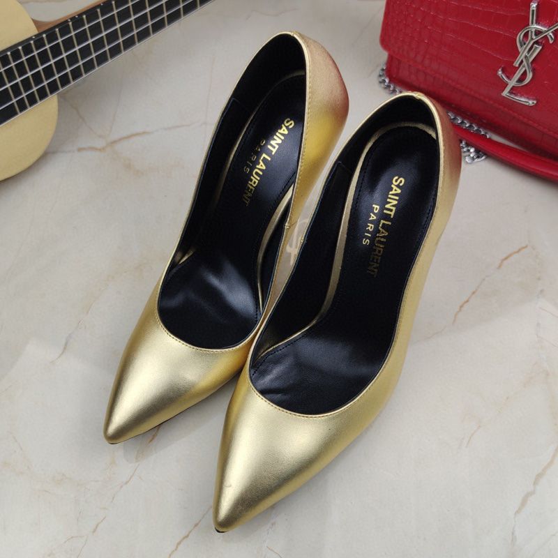 Saint Laurent Opyum Pumps Women Smooth Leather Gold