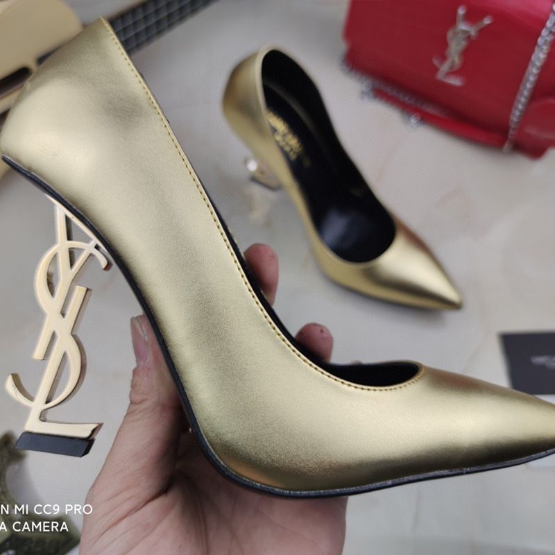 Saint Laurent Opyum Pumps Women Smooth Leather Gold