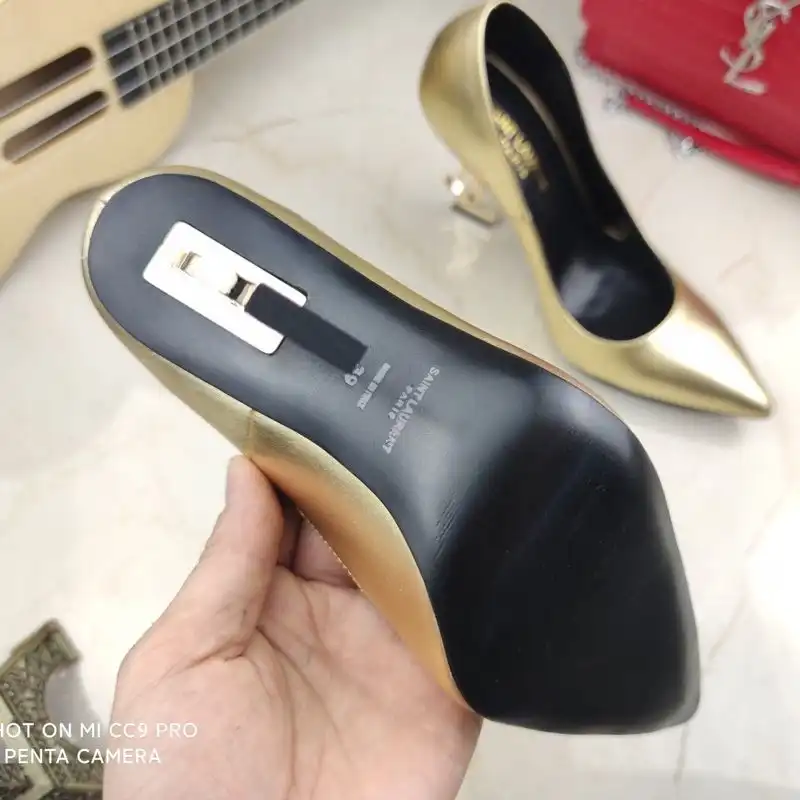 CHEAP Saint Laurent Opyum Pumps Women Smooth Leather Gold