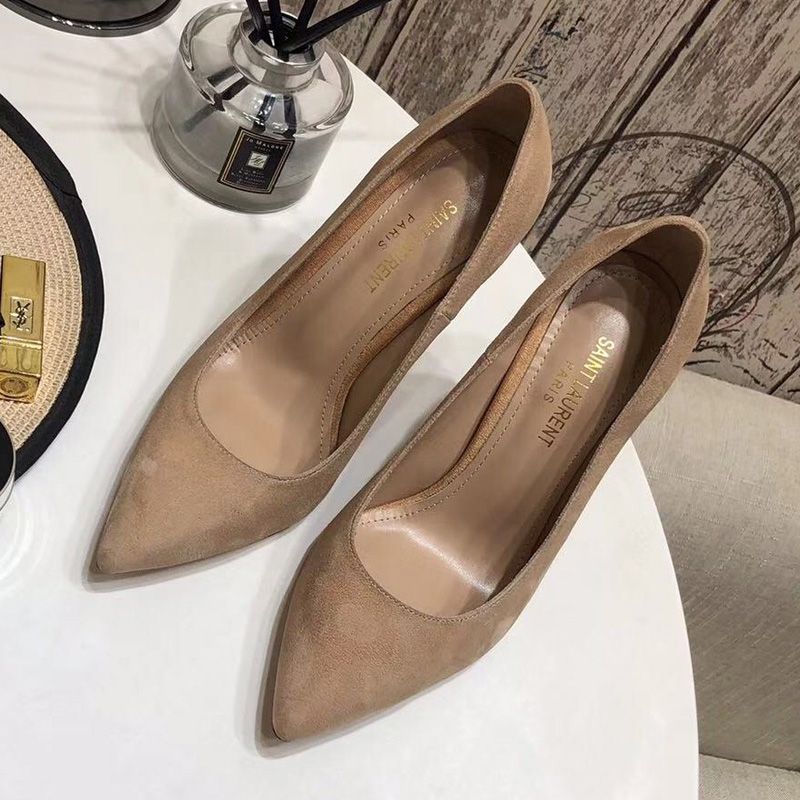 Saint Laurent Opyum Pumps Women Suede Apricot Gold