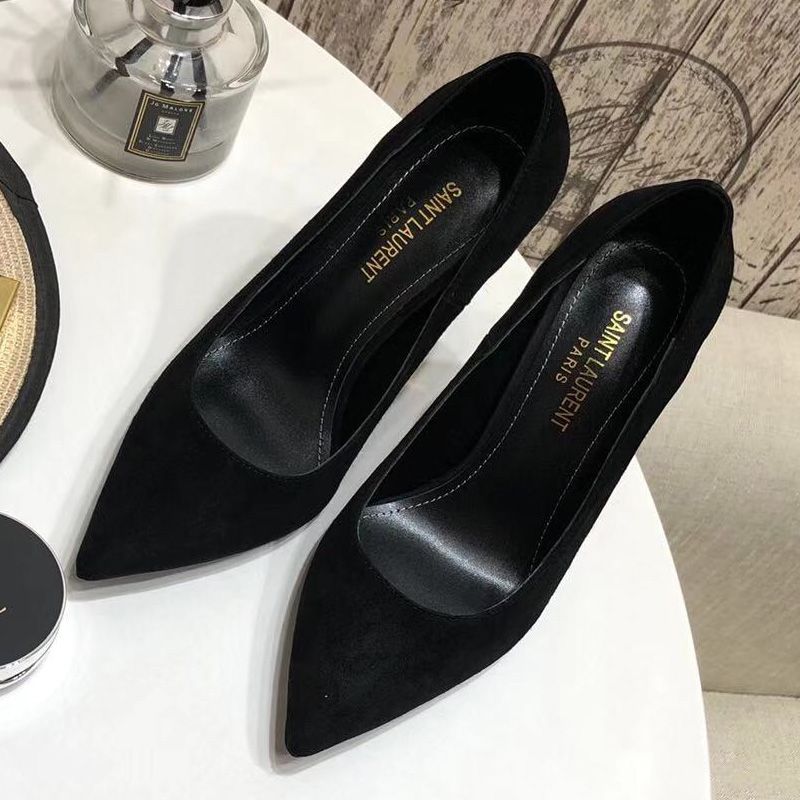 Saint Laurent Opyum Pumps Women Suede Black Gold