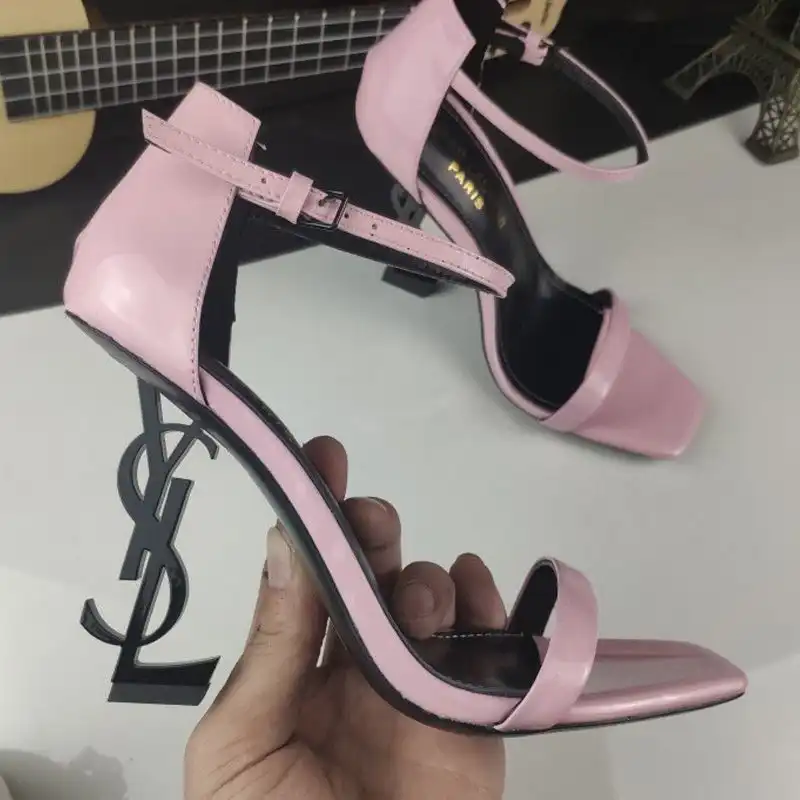 Saint Laurent Opyum Sandals Women Patent Leather Pink Black