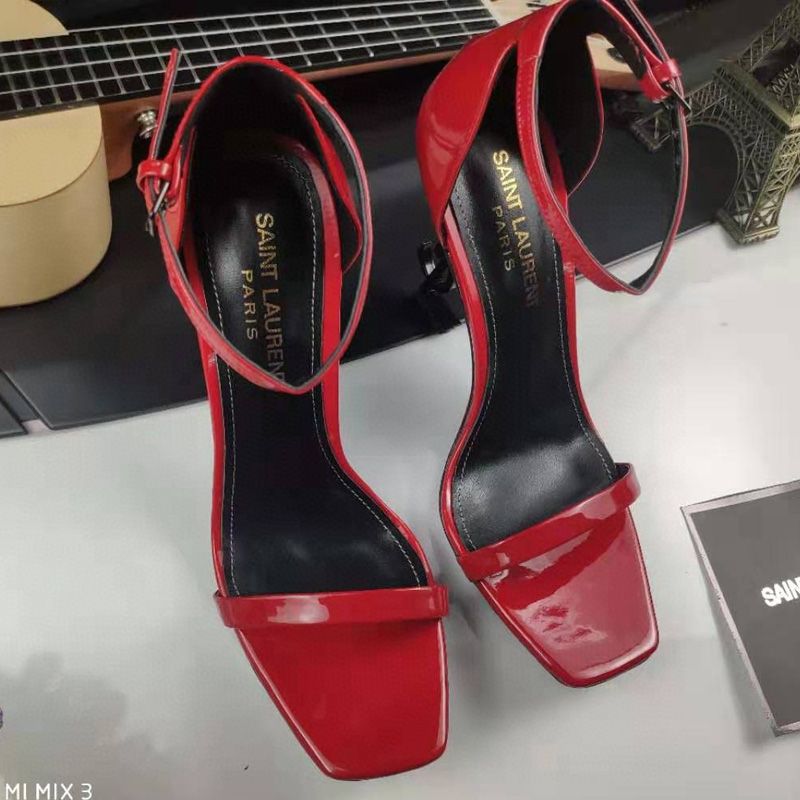 Saint Laurent Opyum Sandals Women Patent Leather Red Black