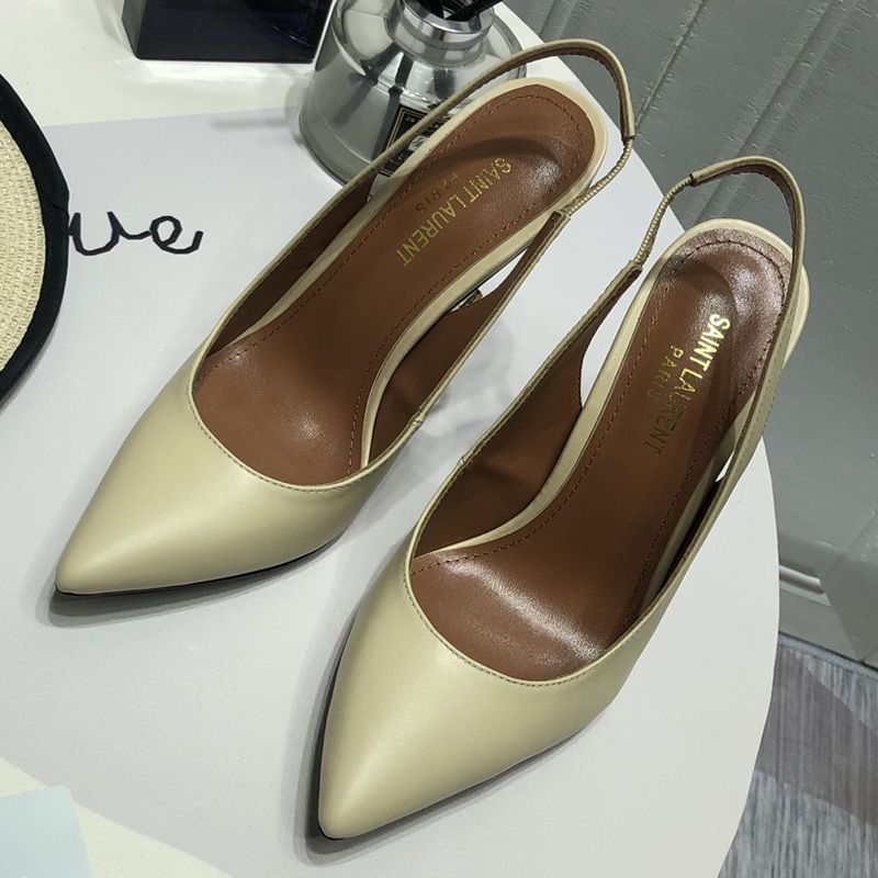 Saint Laurent Opyum Slingback Pumps Women Patent Leather Beige Gold