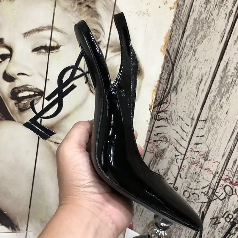 Saint Laurent Opyum Slingback Pumps Women Patent Leather Black