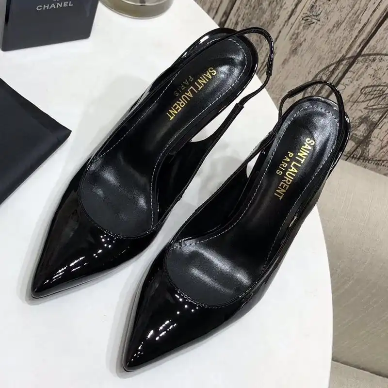 CHEAP Saint Laurent Opyum Slingback Pumps Women Patent Leather Black