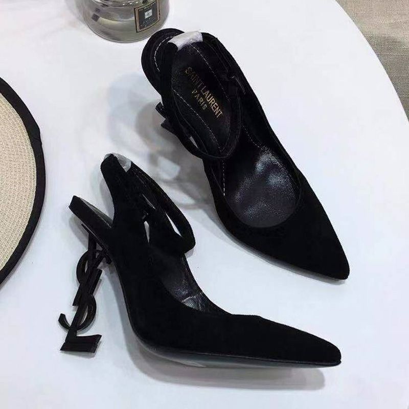 Saint Laurent Opyum Slingback Pumps Women Suede Black