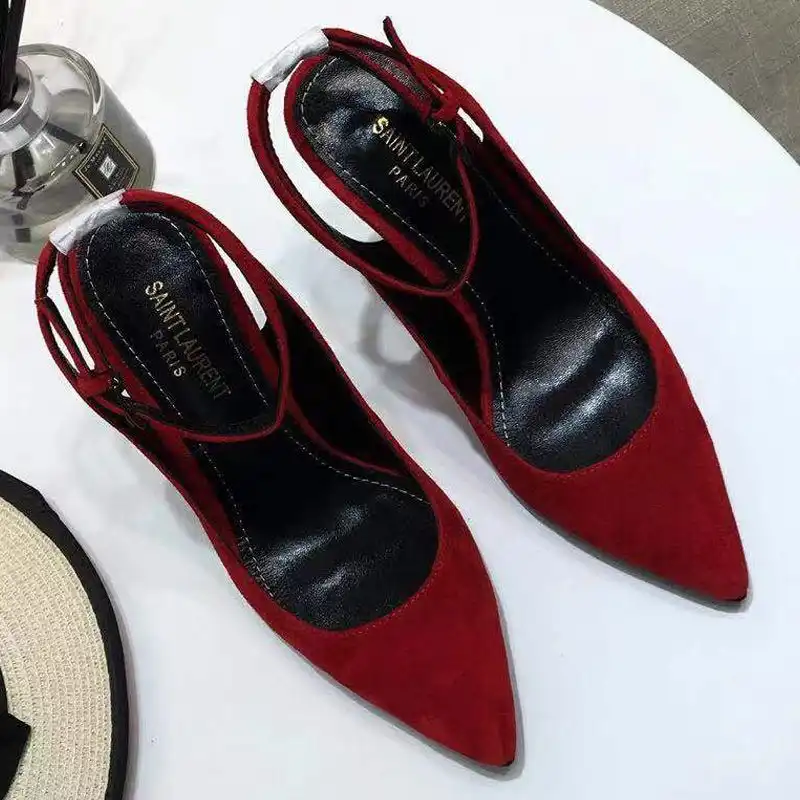 CHEAP Saint Laurent Opyum Slingback Pumps Women Suede Red Black