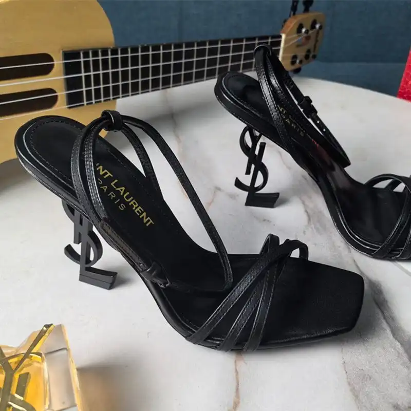 Saint Laurent Opyum Strappy Sandals Women Smooth Leather Black