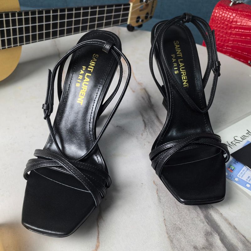 Saint Laurent Opyum Strappy Sandals Women Smooth Leather Black