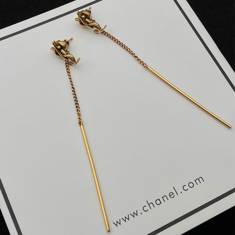 Saint Laurent Opyum Threader Earrings In Metal Gold