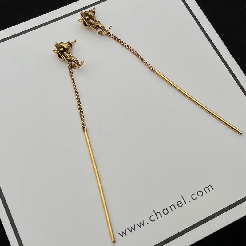 Saint Laurent Opyum Threader Earrings In Metal Gold