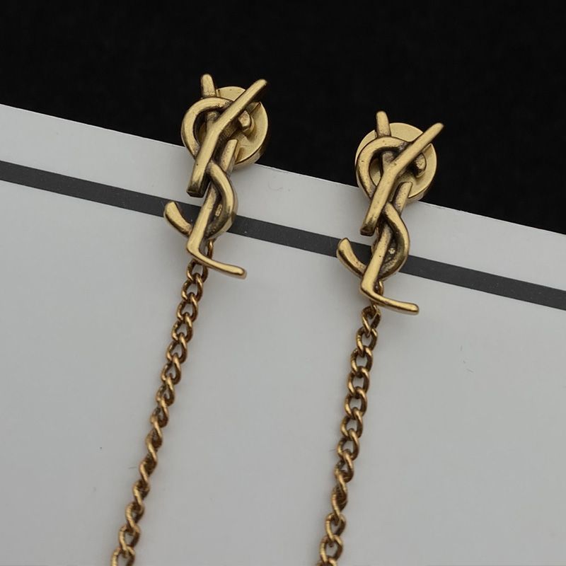 Saint Laurent Opyum Threader Earrings In Metal Gold