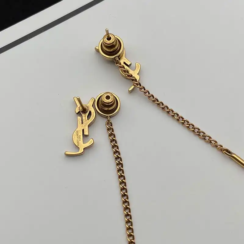 CHEAP Saint Laurent Opyum Threader Earrings In Metal Gold