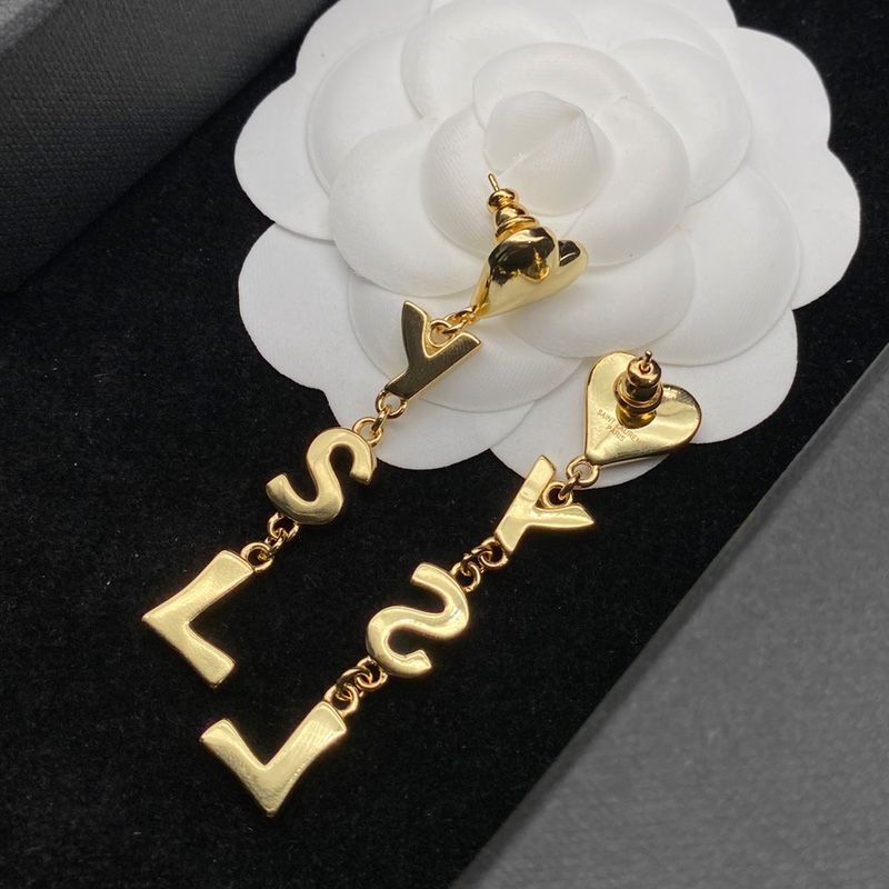 Saint Laurent Opyum Heart Earrings In Metal Gold