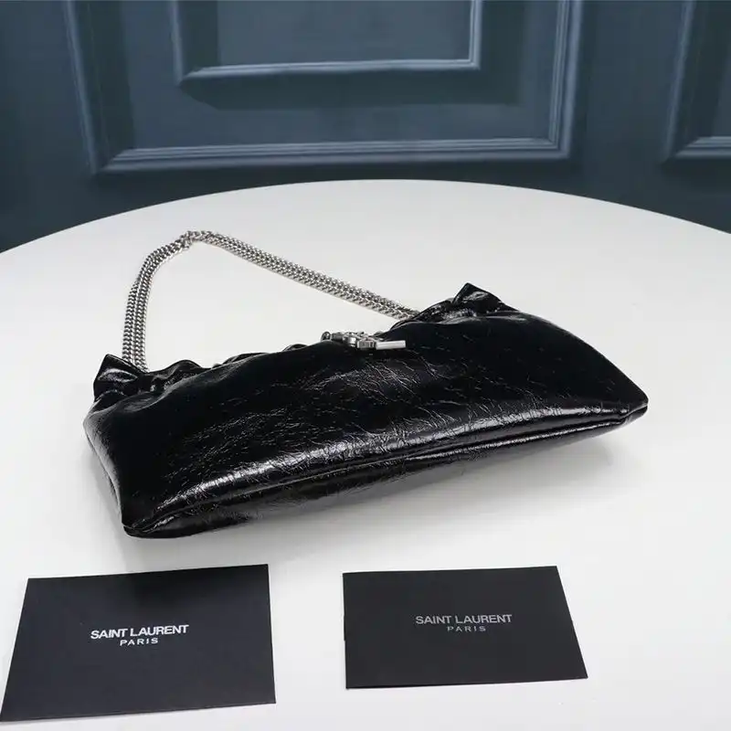 Cheap Saint Laurent Pac Pac Ruched Hobo Bag In Smooth Leather Black