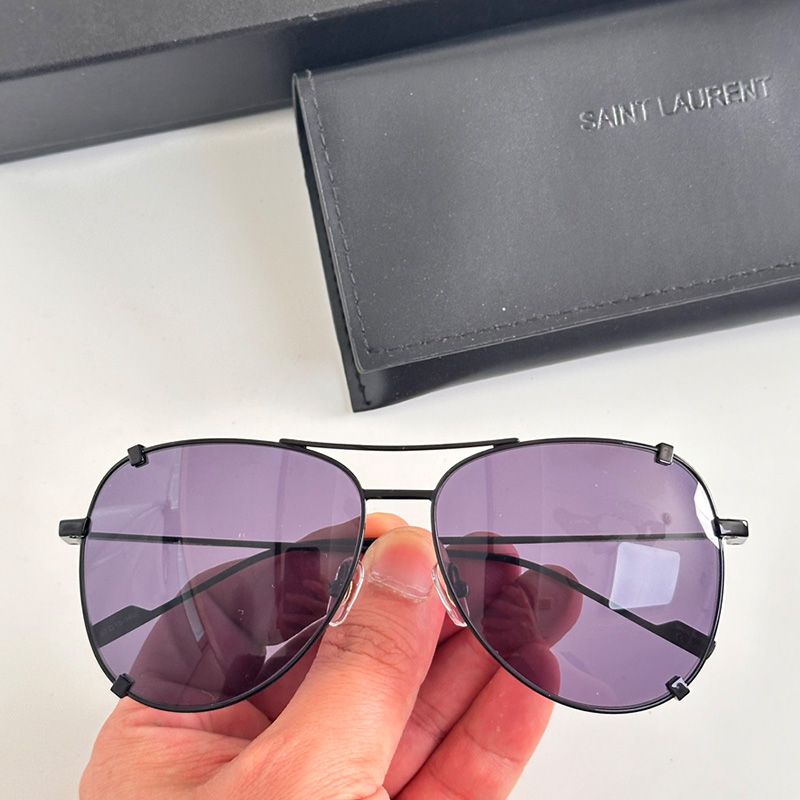 Saint Laurent SL193T Dust Aviator Sunglasses In Metal