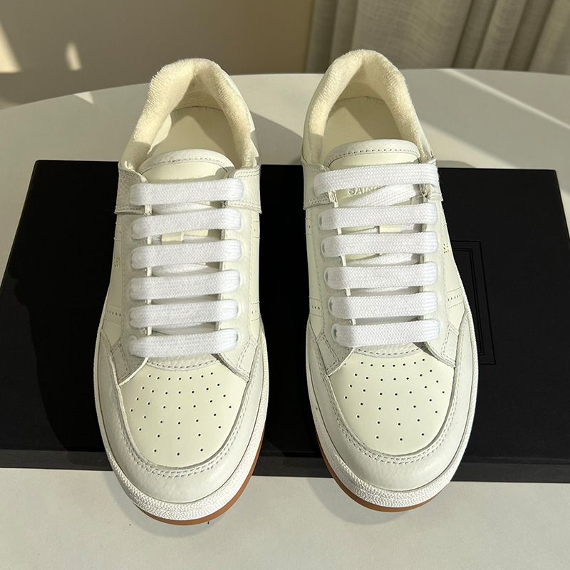 Saint Laurent SL 61 Low-Top Sneakers Women Smooth and Grained Leather Beige