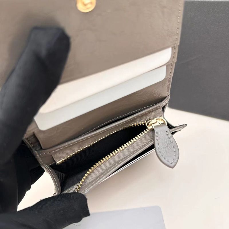 Saint Laurent Small Cassandra Bifold Wallet In Crinkled Matelasse Leather Grey