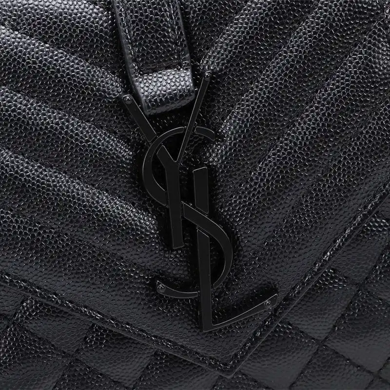 Cheap Saint Laurent Small Envelope Chain Bag In Mixed Grained Matelasse Leather Black