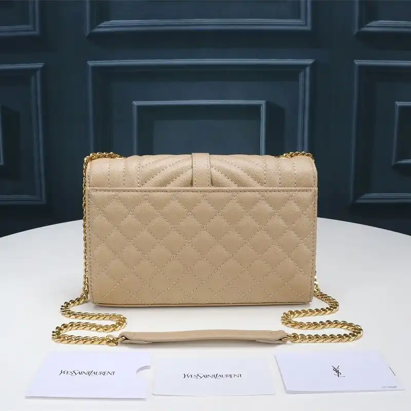 Cheap Saint Laurent Small Envelope Chain Bag In Mixed Grained Matelasse Leather Apricot Gold