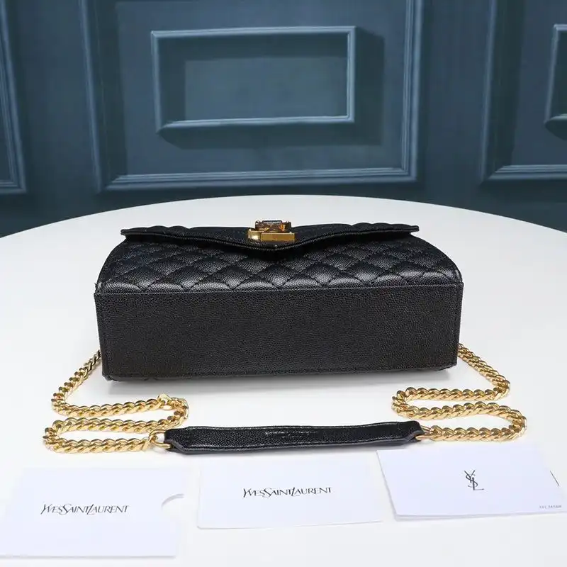 Cheap Saint Laurent Small Envelope Chain Bag In Mixed Grained Matelasse Leather Black Gold