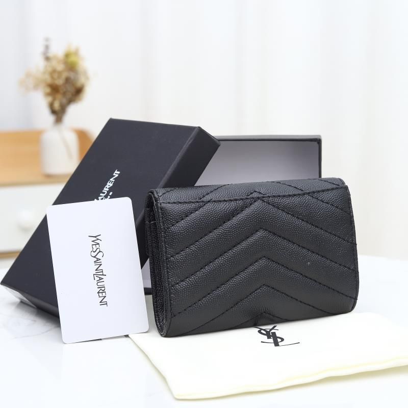 Saint Laurent Small Envelope Flap Wallet In Grained Matelasse Leather Black Gold