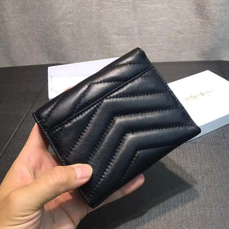 Cheap Saint Laurent Small Envelope Trifold Wallet In Matelasse Leather Black