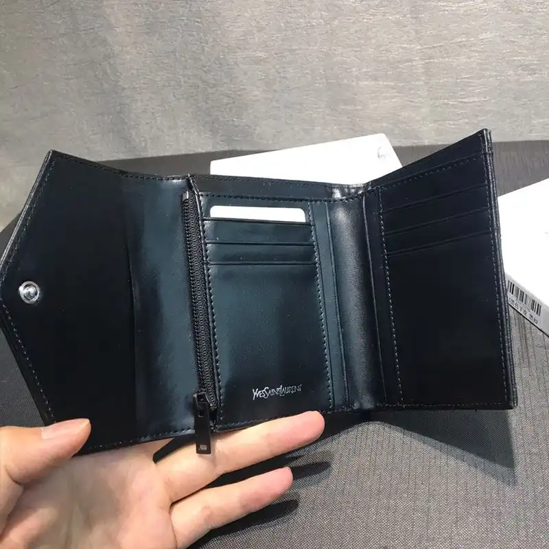 Cheap Saint Laurent Small Envelope Trifold Wallet In Matelasse Leather Black