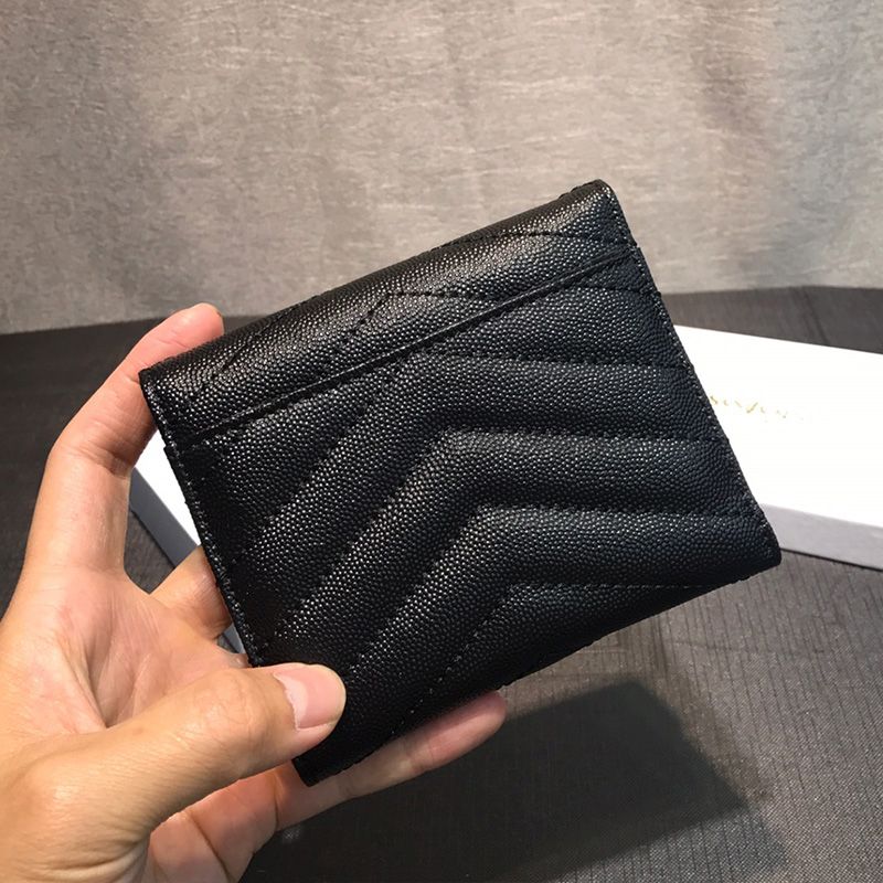 Saint Laurent Small Envelope Trifold Wallet In Grained Matelasse Leather Black Gold