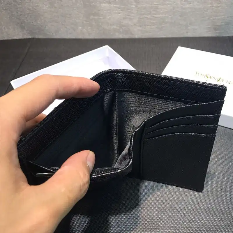 Cheap Saint Laurent Small Envelope Trifold Wallet In Grained Matelasse Leather Black Gold